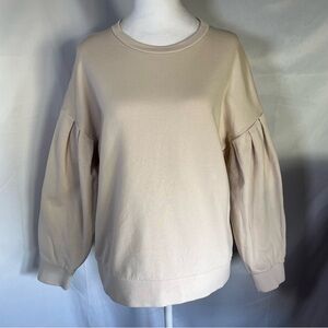 COS Balloon Puff Sleeve Drop Shoulder Crewneck‎ Sweatshirt Cream Size Small